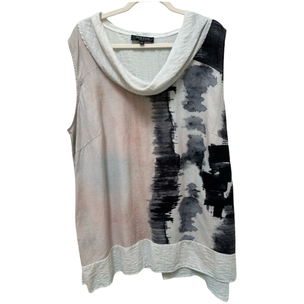 Red Coral Abstract Artistic Sleeveless Top XXL